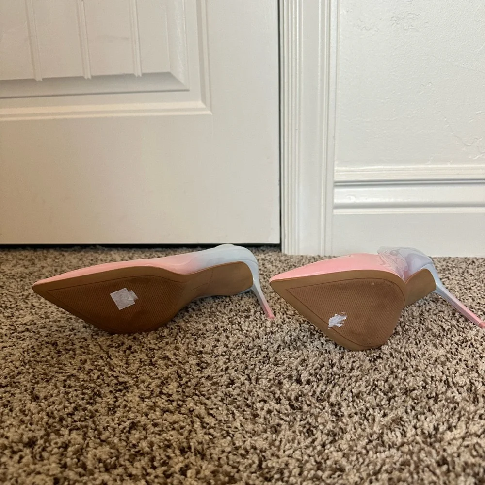 Pink and White Women's Heels - Picture 3 of 7